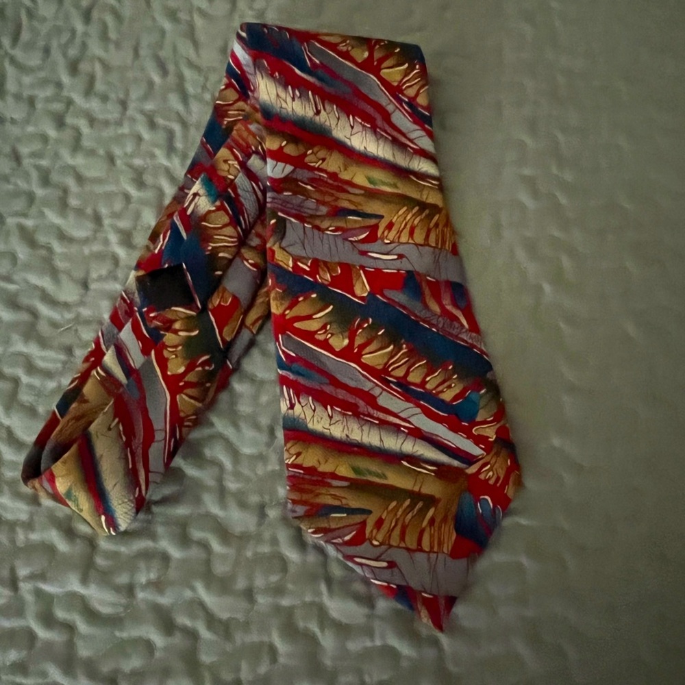 VTG Ben&Jerry’s Mens 100% Silk 58.5” Tie Red Molecular Expressions Stonehenge